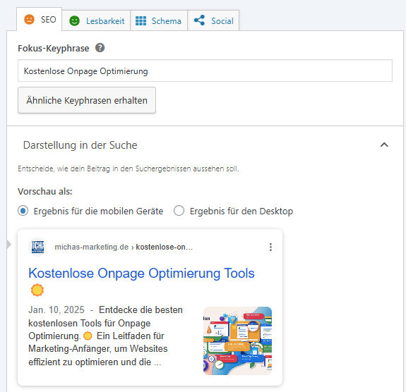 Screenshot Yoast SEO