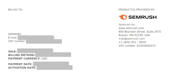 Semrush-Rechnung
