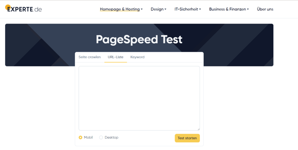 Pagespeed Test für mehrere URLs